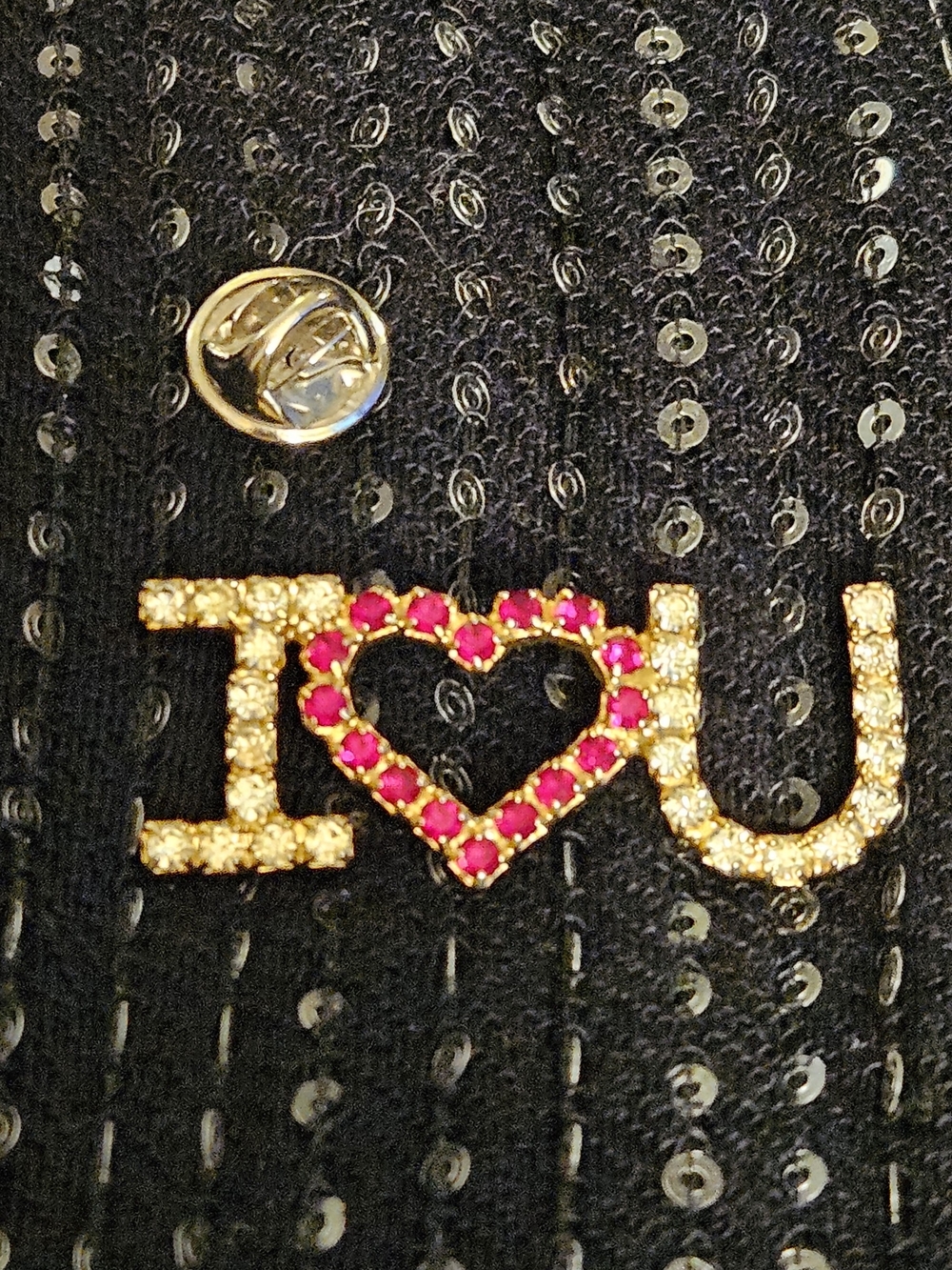 I Heart U Rhinestone Brooch. - Picture 3 of 5